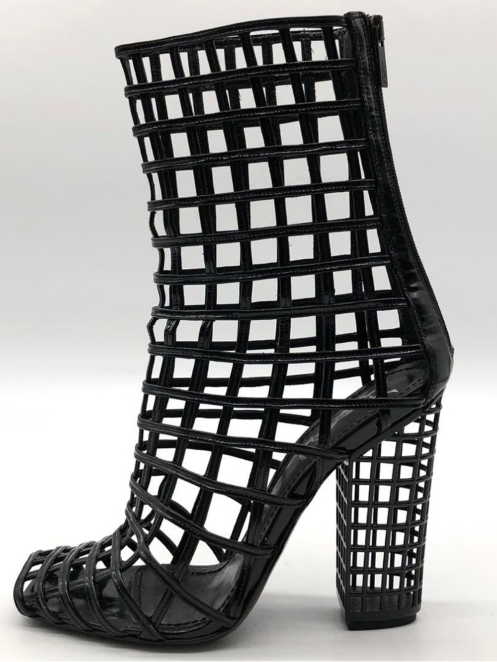 Yves Saint Laurent SS 2009 Black Caged Peep-Toe High Heel Boots - Women - Picture 3 of 10